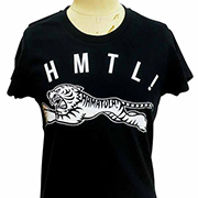 HTS-304L【Bonney&Bills design works】×【HAMATOLA!】Jumping HAMATOLA! WHITE SABRE TIGER S/S T-SHIRTS for Lady's